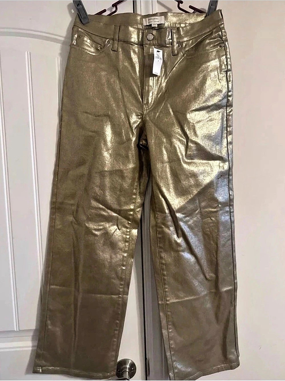 Banana Republic Straight High-Rise Metallic Pant Metallic Pants Gold Waist 30